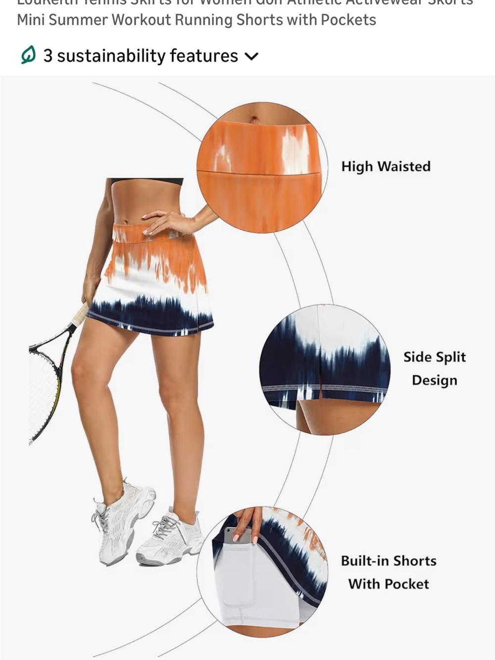Tie-Dye Orange and Navy A-Line Skirt - Picture 15 of 17